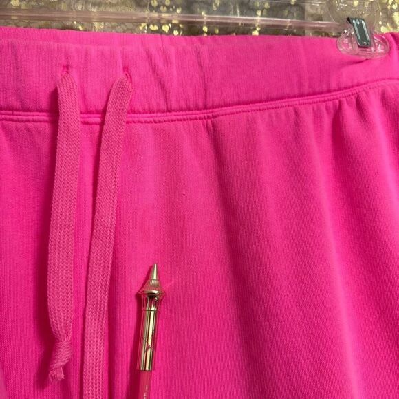 PINK Victorias Secret Cinched Crop Hoodie & Sweatpants Atomic Pink Set L/XL - Picture 6 of 11